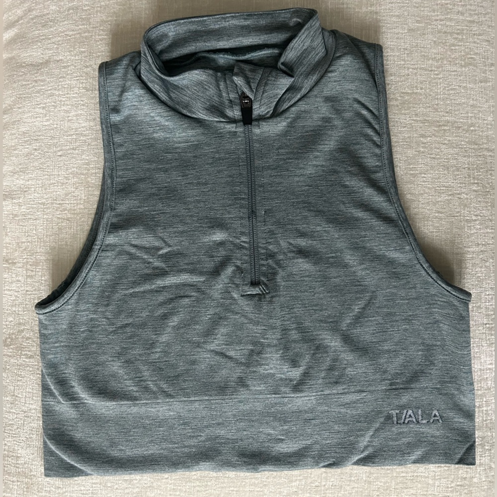 TALA Blue Gray Sleeveless Zip-Up Top